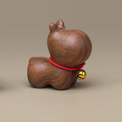 Foviel Green Sandalwood Small Leaf Red Sandalwood Cute Cat Animals Soothing Peace Decoration
