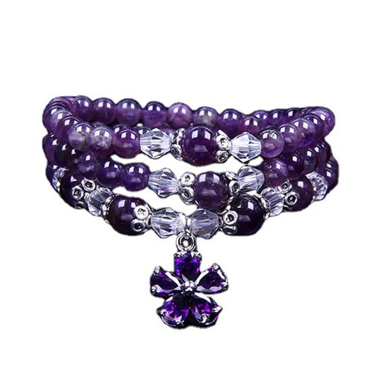 Buddha Stones Tibetan Amethyst Blessing Bracelet Mala Bracelet BS 5