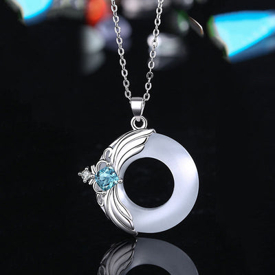 Buddha Stones Love Wings Copper Luck Healing Necklace Pendant Necklaces & Pendants BS White&Chain