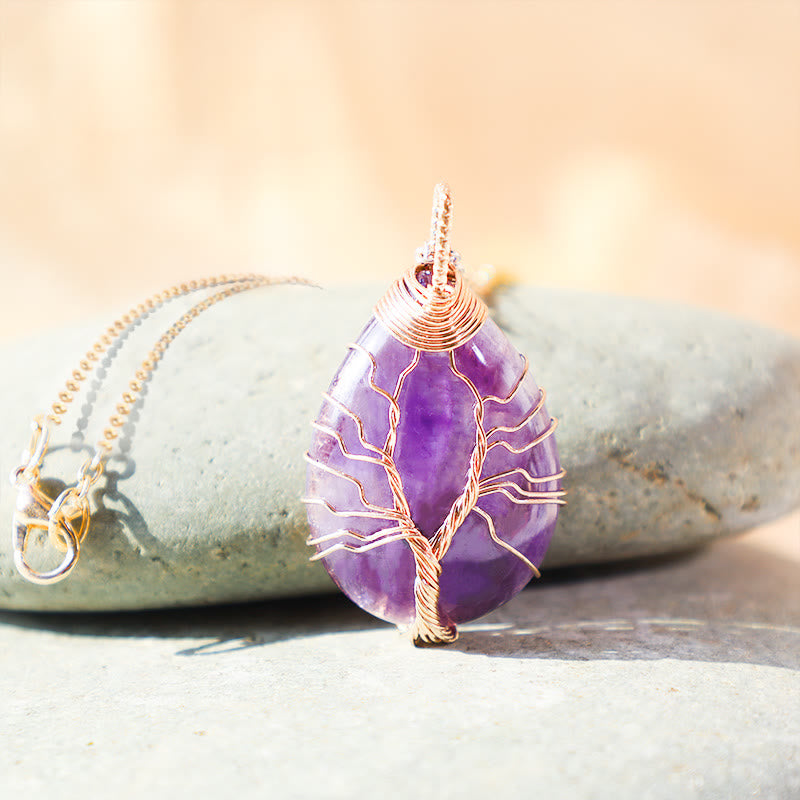Buddha Stones Natural Quartz Crystal Tree Of Life Healing Energy Necklace Pendant Necklaces & Pendants BS 2