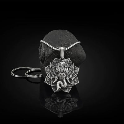 Buddha Stones Pure Tin Ganesh Ganpati Elephant Protection Amulet Necklace Pendant Necklaces & Pendants BS Ganesh Pendant&Keel Chain