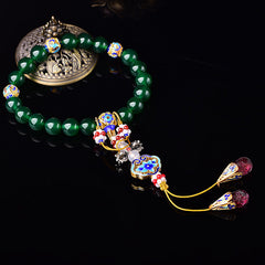 Buddha Stones Natural Green Agate Wrist Mala Success Charm Pocket Mala Car Decoration Wrist Mala&Decorations BS 14mm