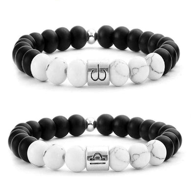Buddha Stones 12 Constellations of the Zodiac Natural Frosted Stone White Turquoise Bead Fortune Bracelet Bracelet BS 2