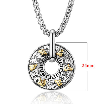 Buddha Stones Tibetan Om Mani Padme Hum Peace Buckle Creativity Necklace Pendant Necklaces & Pendants BS 7