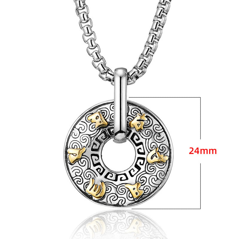 Buddha Stones Tibetan Om Mani Padme Hum Peace Buckle Creativity Necklace Pendant Necklaces & Pendants BS 7