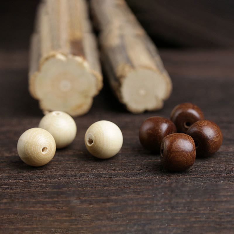 Buddha Stones Natural Abelia Biflora Wood Hetian Jade Bamboo Bead Warding Off Evil Spirits Bracelet Bracelet BS 6