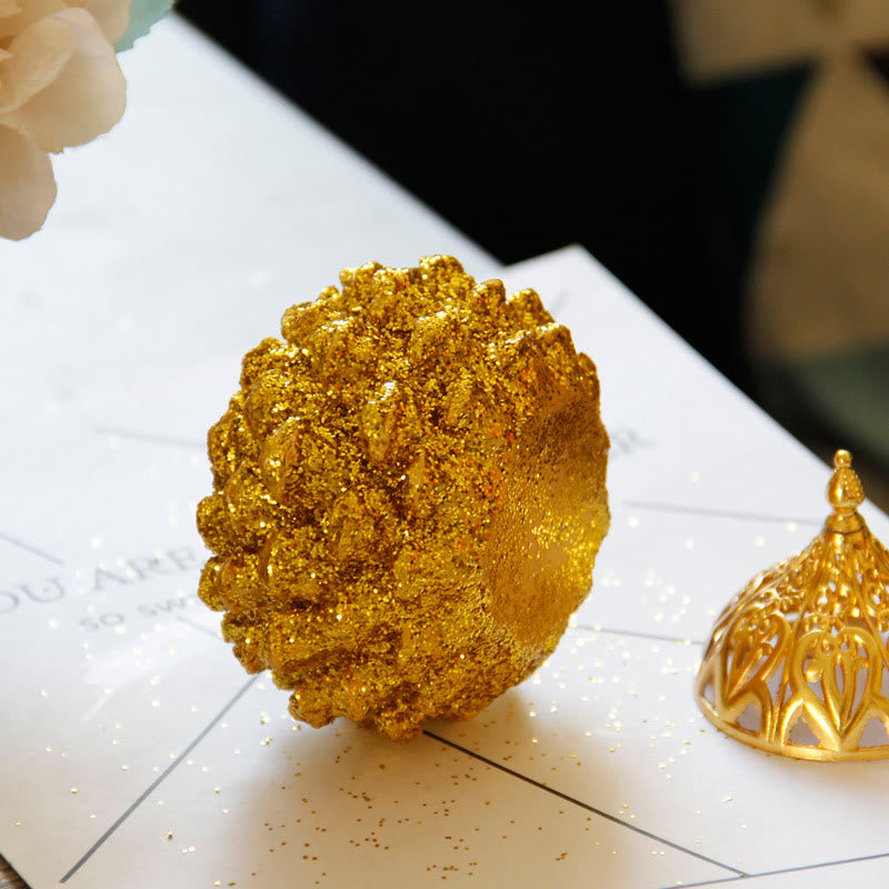 Buddha Stones Gold Pine Cone Pattern Spiritual Rituals Mini Incense Burner Home Tabletop Decor Incense Burner BS 9
