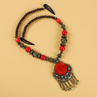 Buddha Stones Tibetan Retro Beads Tassel Hair Decoration Hair Accessories Decorations BS 3