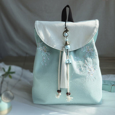 Buddha Stones Handmade Embroidered Large Capacity Canvas Backpack Backpack BS 11