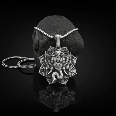 Buddha Stones Pure Tin Ganesh Ganpati Elephant Protection Amulet Necklace Pendant Necklaces & Pendants BS 1