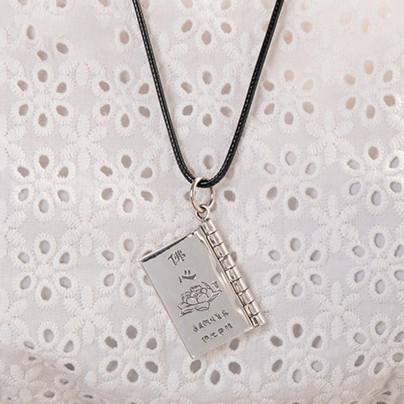 Foviel 990 Sterling Silber Herz Sutra Großes Mitgefühl Shurangama Mantra Lotus Vajra Friedens Halskette Anhänger