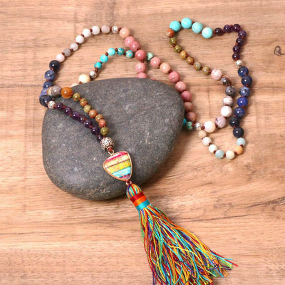 Buddha Stones Tibetan Turquoise Lazurite Zebra Jasper Balance Necklace - image 3