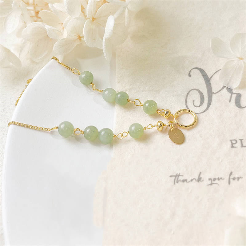 Buddha Stones Unique Natural Hetian Jade 14K Gold filled Luck Beaded Bracelet Bracelet BS 9