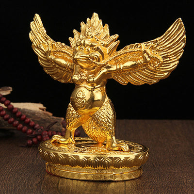 Buddha Stones Tibetan Gold Garuda Bird Alloy Protection Home Decoration Decorations BS 5