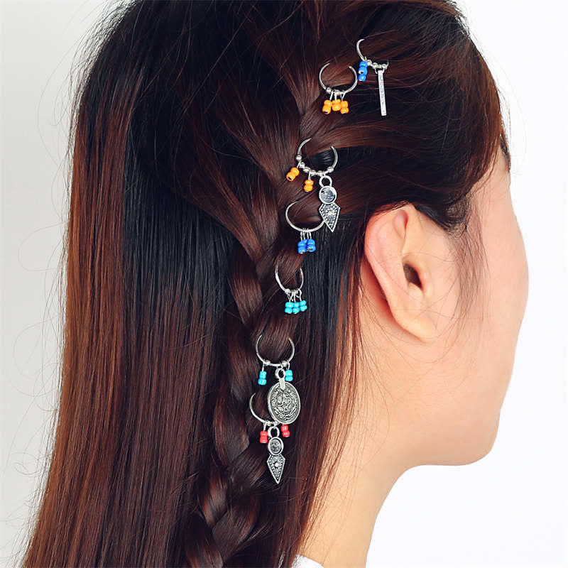 Buddha Stones Antique Leaf Coins Beads Barrette Hair Pins Decoration Decorations BS 7Pcs Colorful Hair Pins