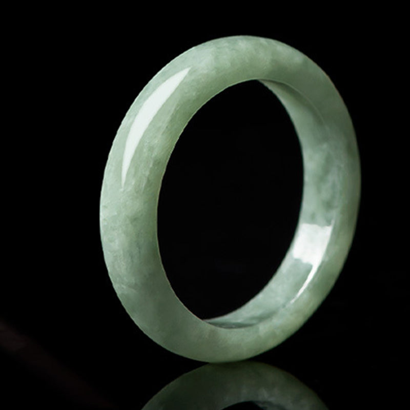 Buddha Stones Natural Jade Prosperity Abundance Ring Ring BS 7