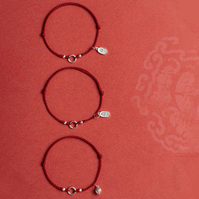 Buddha Stones 925 Sterling Silver Lucky Fortune Peace Joy Lotus Peace Buckle Red String Bracelet Bracelet BS 14