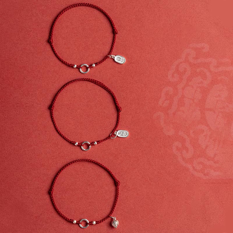 Buddha Stones 925 Sterling Silver Lucky Fortune Peace Joy Lotus Peace Buckle Red String Bracelet Bracelet BS 14
