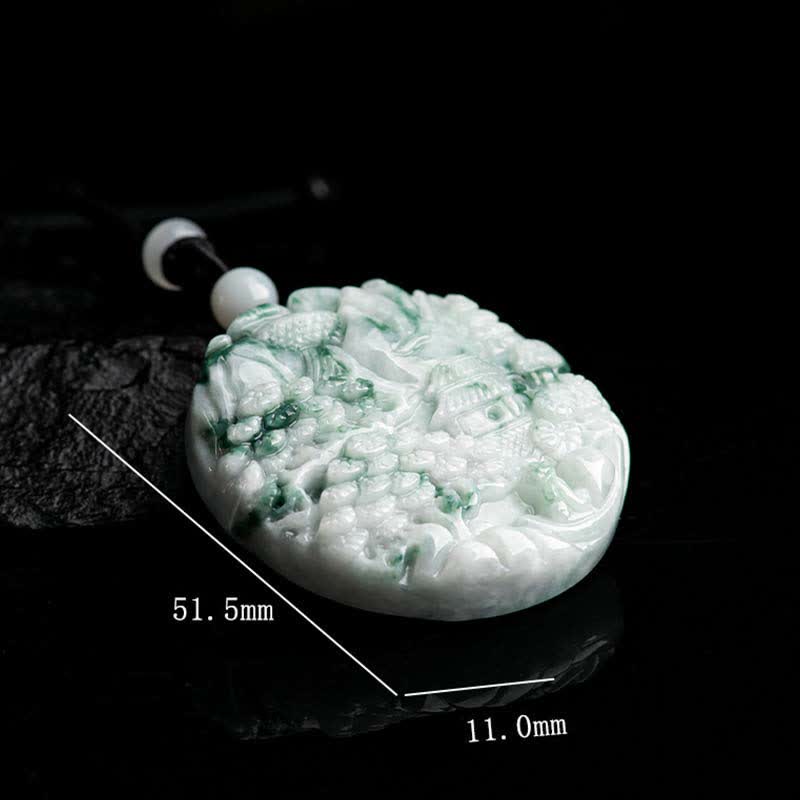 Buddha Stones Mountain Landscape Jade Abundance String Necklace Necklaces & Pendants BS 11