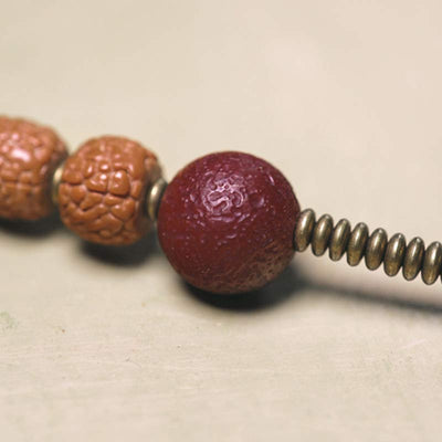 Buddha Stones 108 Mala Rudraksha Beads Bodhi Seed Dzi Bead Luck Auspiciousness Tassel Bracelet Bracelet Mala BS 4