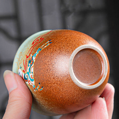 Buddha Stones Colorful Deer Pipa Snow Plum Blossoms Mountains Rivers Bird Ceramic Teacup Kung Fu Tea Cup Bowl Cup BS 3