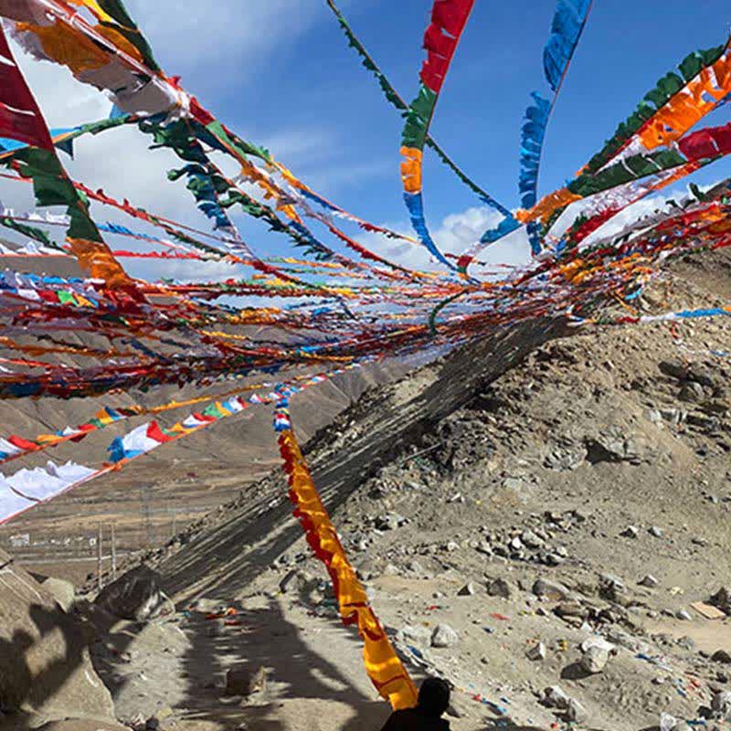 Buddha Stones Tibetan 5 Colors Silk Windhorse Auspicious Outdoor 25 Pcs Prayer Flag TIBETAN PRAYER FLAGS buddhastoneshop 28