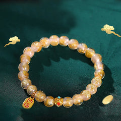 Buddha Stones Tibetan Incense Ash Liuli Glass Bead Lucky Fortune Fu Character Charm Bracelet Bracelet BS main