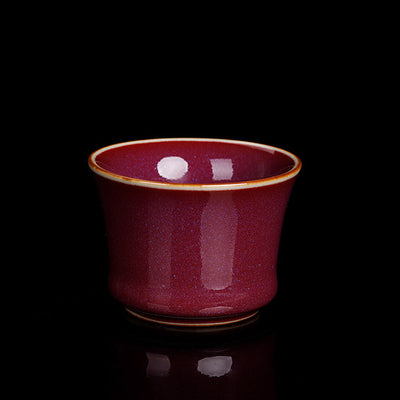 Buddha Stones Kiln Change Ceramic Bamboo Design Teacup Kung Fu Tea Cup Cup BS Red 6.3cm*4.5cm*65ml