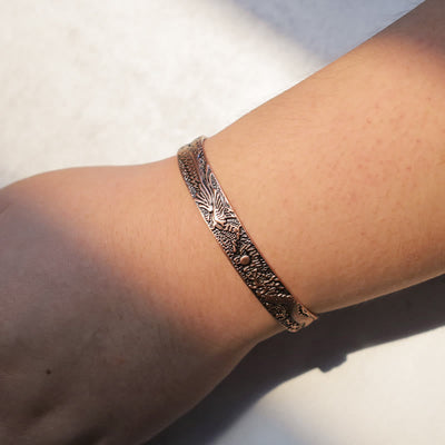 Buddha Stones Dragon Phoenix Magnetic Solid Copper Cuff Bracelet Bangle Bracelet Bangle BS 5