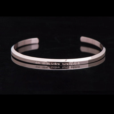 Foviel Six True Words Engraving Titanium Steel Blessing Protection Bracelet