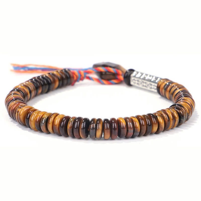 Bracelet de protection Foviel en œil de tigre tibétain avec mantra Om Mani Padmé Hum