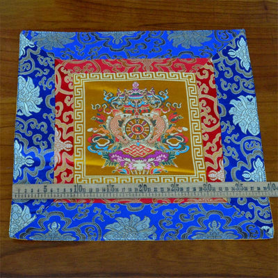 Buddha Stones Prayer Altar Mat Meditation Strength Endless Knot Vajra Man-Bcu Kalachakra Auspicious Symbols Prayer Altar BS 8 Auspicious Symbols Gold