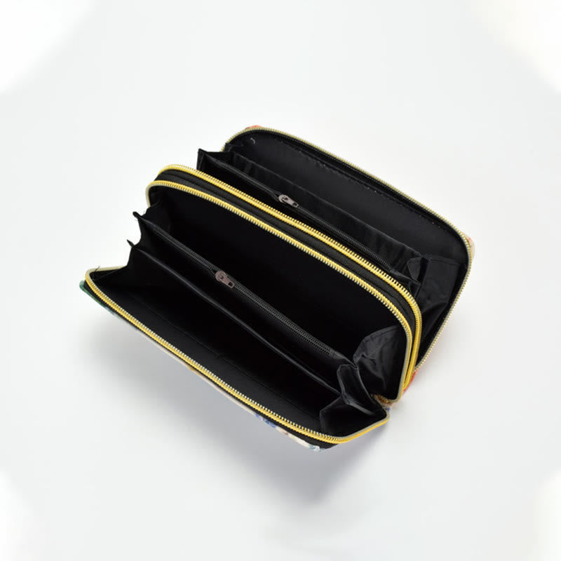 Foviel Peacock Double-sided Embroidery Cash Holder Wallet Shopping Purse
