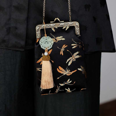 Buddha Stones Small Dragonfly Metal Chain Crossbody Bag Shoulder Bag Cellphone Bag Crossbody Bag BS 7