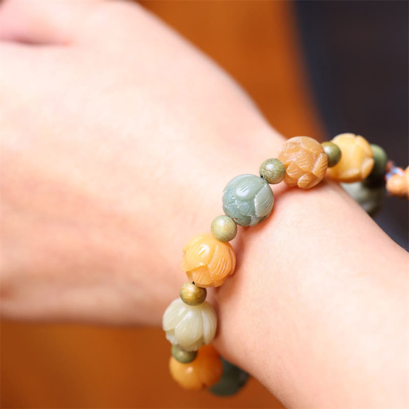 Buddha Stones Bodhi Seed Lotus Green Sandalwood Wisdom Harmony Bracelet Bracelet BS 7