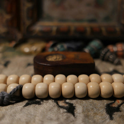 Buddha Stones 108 Mala Beads Abelia Biflora Wood Warding Off Evil Spirits Wrist Mala Mala Bracelet BS 2