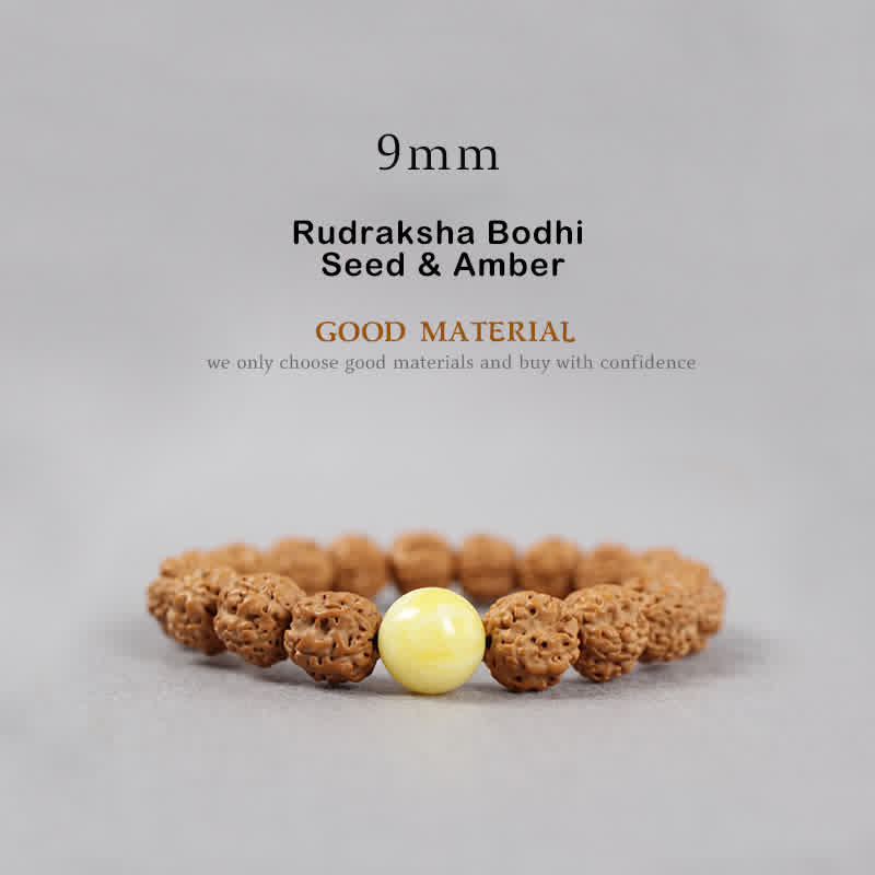 Buddhastoneshop Tibet Rudraksha Bodhi Seed Dzi Bead Amber Turquoise Wealth Bracelet