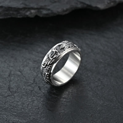 Buddha Stones Dragon Titanium Steel Stimulation Rotatable Ring - image 16