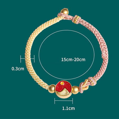 Buddha Stones Handmade Mountain and Sea Engraved Luck Two-Color String Couple Bracelet Bracelet BS 8