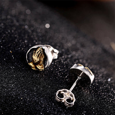 Buddha Stones 925 Sterling Silver Namaste Equality Stud Earrings Earrings BS 1