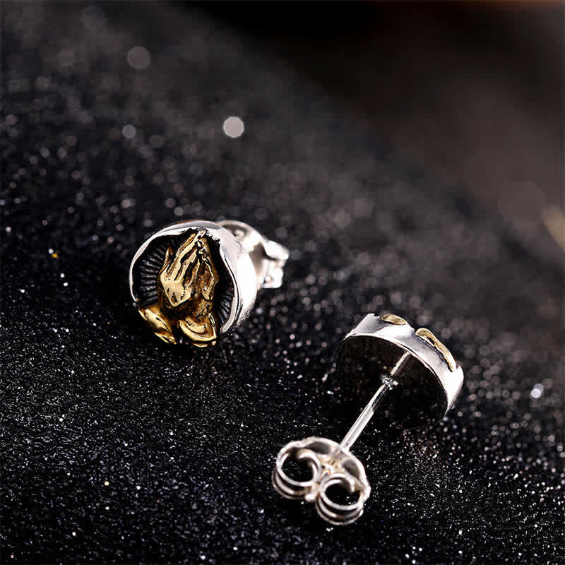 Buddha Stones 925 Sterling Silver Namaste Equality Stud Earrings Earrings BS 1