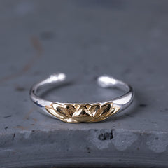 Foviel 925 Sterling Silber Lotus Blume Neuanfang Ring