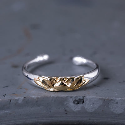 Foviel 925 Sterling Silber Lotus Blume Neuanfang Ring