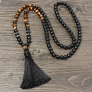 Foviel Black Onyx Tiger Eye Fortune Bracelet Tassel Necklace Pendant