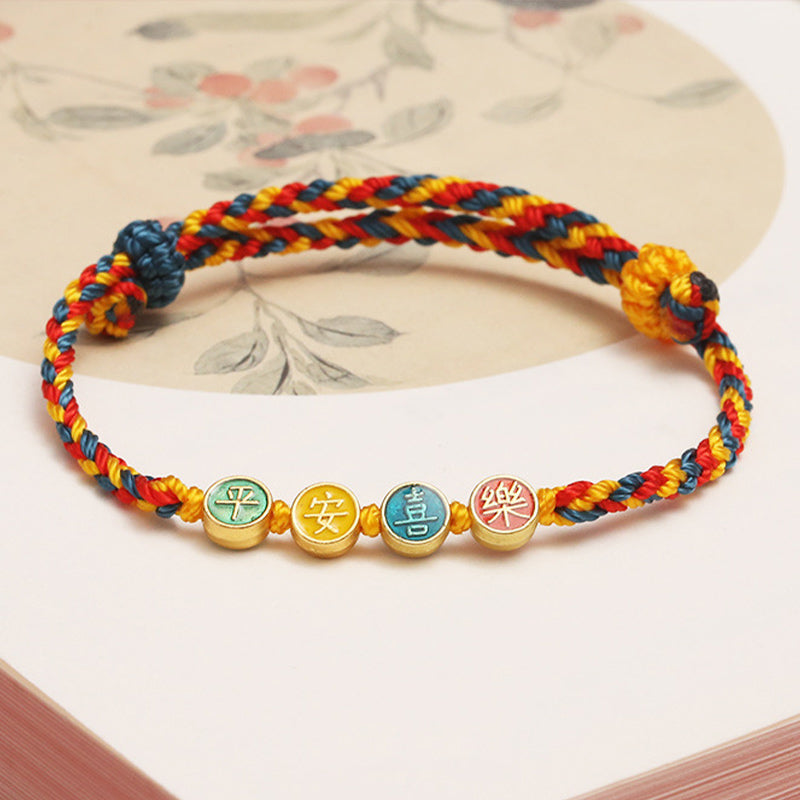 Buddha Stones Handmade Dunhuang Color Thread Peace And Joy Protection Braid String Bracelet Bracelet BS 2