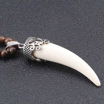Buddha Stones Wenge Wood Turquoise Stone Horn Style Protection Meditation Necklace Pendant Necklaces & Pendants BS 9