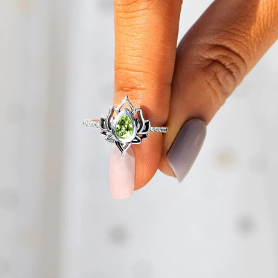 Buddha Stones Sterling Silver Lotus Zircon Blessing Protection Ring Ring BS 10