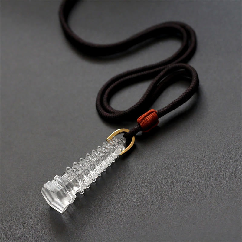 Buddha Stones Liuli Ancient Pagoda Wisdom Necklace Necklaces & Pendants BS 22