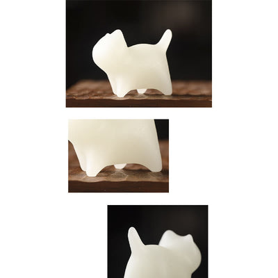 Buddha Stones 2Pcs Mini Cute Cat Glowstone Luminous Lucky Cat Energy Decoration Decorations BS 9