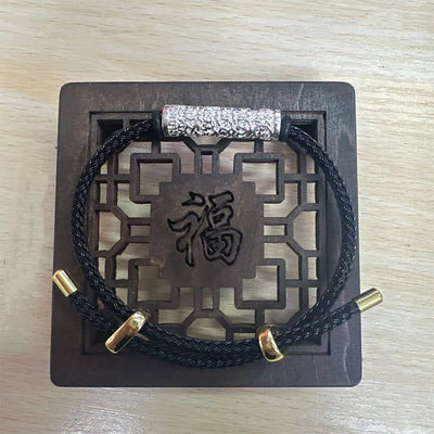 Buddha Stones Tibet Handmade Tai Sui Rope Protection Strength Braided Bracelet Bracelet BS Black Rope (Wrist Circumference 14-20cm) Silver